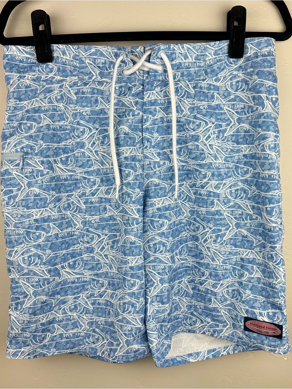 Vineyard Vines Chappy Board Shorts Fish Print Blue Size 30
